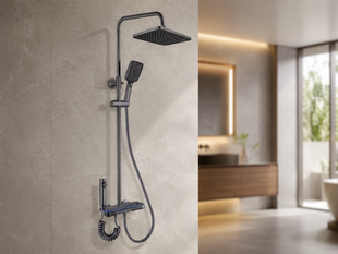 Душ/смеситель Faucet CR-25HT007 многофункциональный с LED ГИДРОЭНЕРГЕТИКОЙ металл / Многофункциональная душевая система для ванной / Душевая система настенная с верхним, ручным и гигиеническим душем