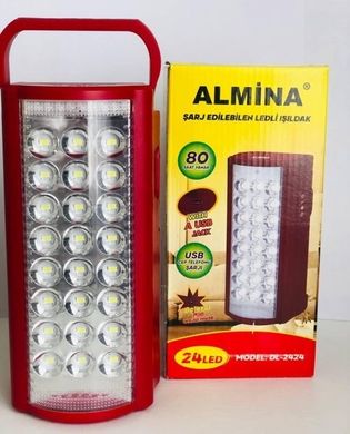 Фонарь кемпинговый переносной аварийное освещение с функцией Power bank ALFARID (Almina) DL-2424 24 LED, аккумуляторная лампа 6V 3Ah