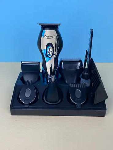 Акумуляторна машинка бритва та триммер в одному USB зарядку з індикатором + підставка, Сріблястий
