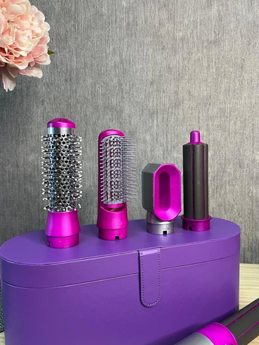 Стайлер + Коробка 5в1 HAIR BRUSH Styler для различных типов волос с функциями придания объема, выпрямления, укладки Фиолетовый