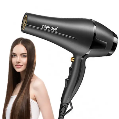 Професійний фен для волосся класичний Gemei GM-1763 Pro 2400W Потужний фен для сушіння та укладання, Черный