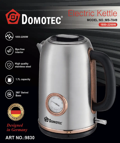 Электрочайник с термометром и корпусом из нержавеющей стали Domotec MS 7849
