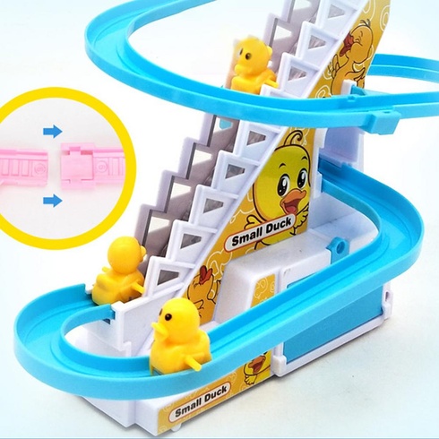Ігровий центр гірка-трек із підіймачем Small-Duck інтерактивна іграшка ковзні качки з музикою, Жовтий