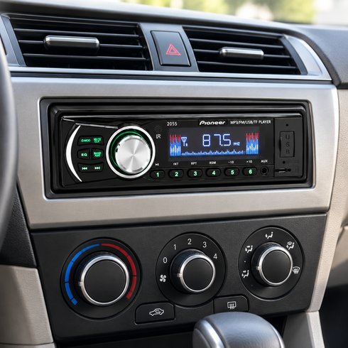 Автомагнитола 2055 ISO / Магнитола MP3+FM+USB+SD карты памяти +AUX 4x50W / Автомагнитола+пульт