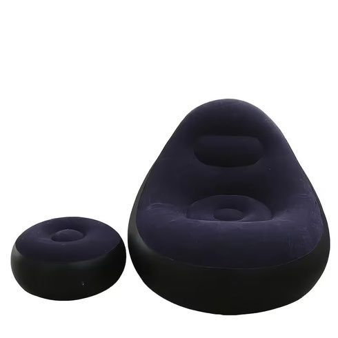Надувний диван з пуфом Air Sofa / Надувне велюрове крісло з пуфом+насос Фіолетовий