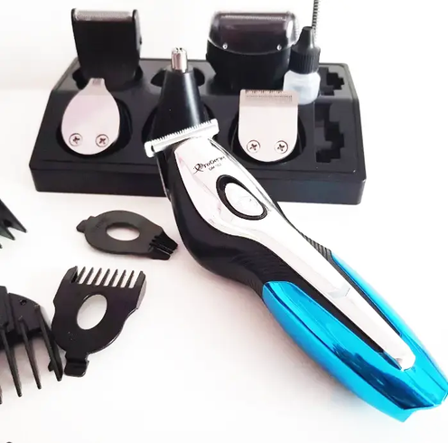 Акумуляторна машинка бритва та триммер в одному USB зарядку з індикатором + підставка, Сріблястий