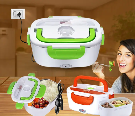Ланчбокс с подогревом еды 220V, Electric lunch box, ланч-бокс Зеленый