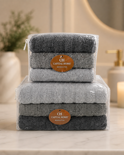 Микро Cotton набор полотенец для лица и тела Серый / Набор махровых полотенец, 6 шт