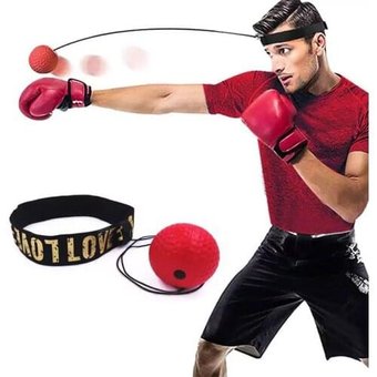 Тренажер мяч для бокса Fight Ball Файт Болл, мячик на резинке красный