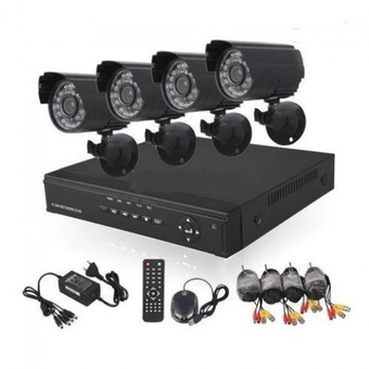 Комплект видеонаблюдения проводной с просмотром через 3G сеть DVR 5504-4 KIT 4ch метал HD набор на 4 камеры с регистратором, Черный