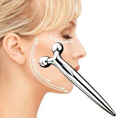 Роликовий ручний масажер для обличчя з 3D кульками LBJ-116B 3D Massager Сріблястий, Сріблястий