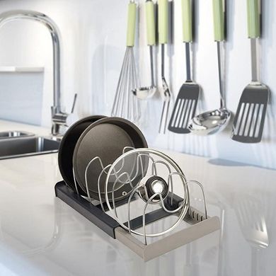 плохая коробка Держатель для посуды раздвижной 30.5 - 56 см, Серебристый