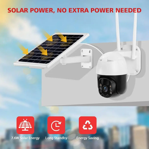 Поворотная погодозащитная солнечная камера безопасности 4G solar cam 1080P