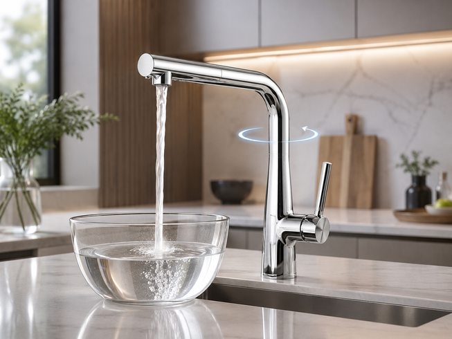 Кран/смеситель Faucet CR-8428 многофункциональный металл / Смеситель кухонный с выдвижной воронкой, хром / Выдвижной кухонный смеситель из нержавеющей стали