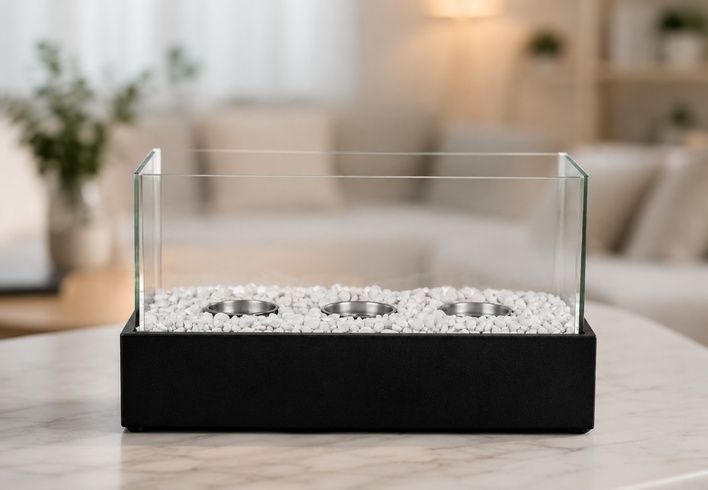 Біокамін настільний ECO для дому та тераси з декоративним камінням 45&times;30&times;21 см