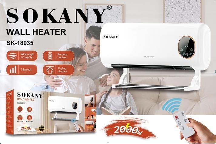 Обогреватель настенный кондиционер SOKANY SK-18035 2000 Вт с пультом и сушилкой