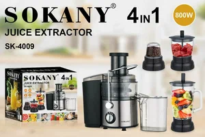 Кухонний комбайн, соковитискач 4в1 SOKANY SK-4009/насадки із високоякісної нержавіючої сталі/MULTIFUNCTIONAL/ніжки-присоски/сріблястий