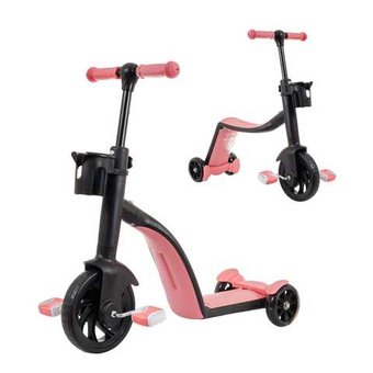 Самокат-велобіг scooter 3в1 з рожевим педалями без упаковки