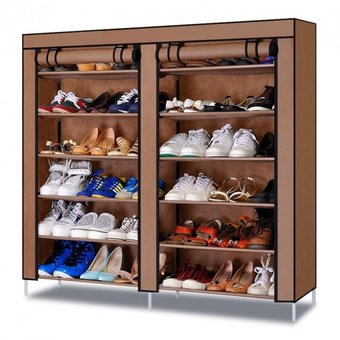 Тканинна шафа для зберігання взуття Shoe Cabinet 118х30х120 см, Коричневий