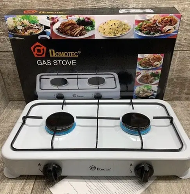 Пом'ята коробка Настільна газова плита Domotec MS-6602/4063 на 2 конфорки Біла, Білий