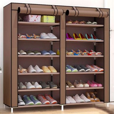 Тканевый шкаф для хранения обуви Shoe Cabinet 118х30х120 см , Коричневый