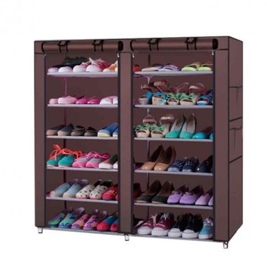 Тканевый шкаф для хранения обуви Shoe Cabinet 118х30х120 см , Коричневый