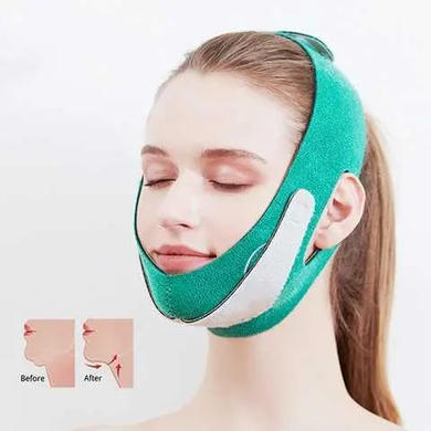 Универсальный V-образный ремень - маска для подтяжки лица и кожи FACE LIFT UP Полноразмерный бандаж - повязка для коррекций, Зелений