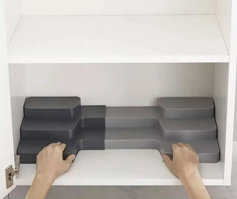 Раздвижной многоуровневый органайзер Extendable Tiered Organizer &ndash; практичное решение для вашей кухни  , Чёрно - белый