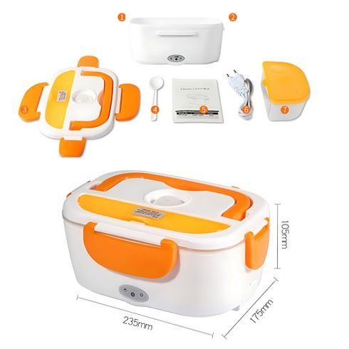 Ланчбокс з підігрівом їжі 220V, Electric lunch box, ланч-бокс Помаранчевий