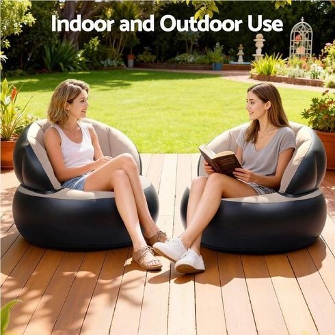 Надувне крісло AIR SOFA / Надувне велюрове крісло 80&times;80&times;67см Бежевий