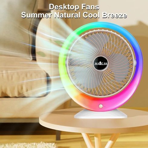 Настольный вентилятор с LED подсветкой, USB-зарядкой /  Портативный вентилятор-увлажнитель воздуха 3 скорости, 1200 мАч