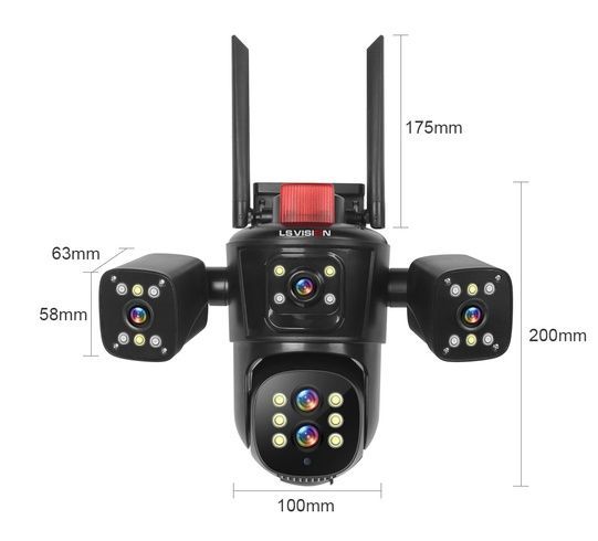 Видеокамера  4G IP66 4G 12mp (JE-190-2)  4 экранные 360-градусные камеры IP-камера четыре объектива