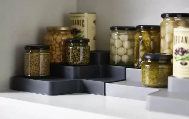 Раздвижной многоуровневый органайзер Extendable Tiered Organizer &ndash; практичное решение для вашей кухни  , Чёрно - белый