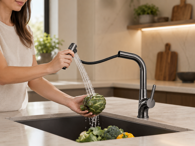 Кран/смеситель Faucet CR-8429 Многофункциональный металл / Смеситель для мойки / Кран-смеситель для кухни Графит матовый