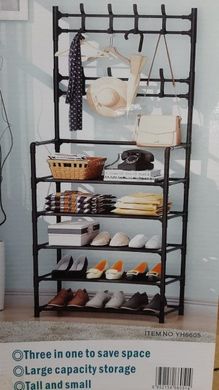Підлогова вішалка для одягу New simple floor clothes rack size з полицями та гачками, Черный