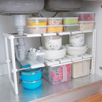 Регульована кухонна полиця для зберігання, 38-70 см, металева шафа, полиця для зберігання, нековзна Полиця для спецій під раковину, полиця, органайзер для кухонного посуду, Білий