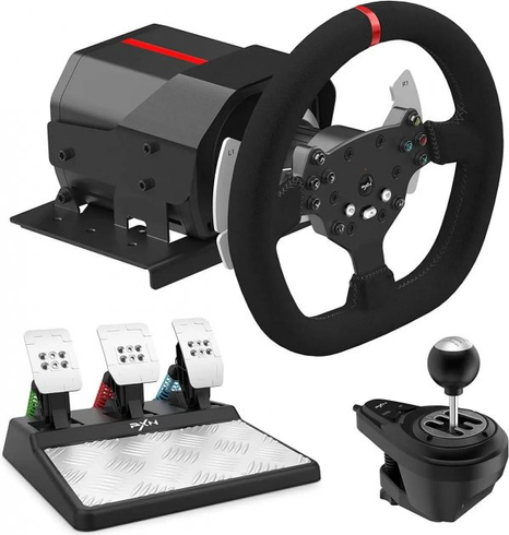 Ігрове кермо 3 педалі PXN V10 Gaming Racing PC/PS3/PS4/XO/SWITCH Професійне ігрове кермо (270&deg;/900&deg;)