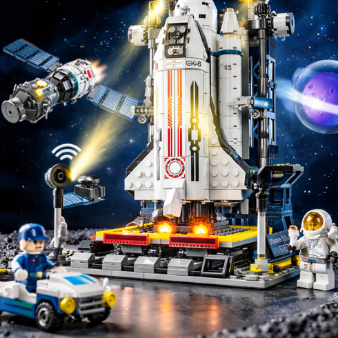 Конструктор Космическая Ракета шаттл / Космическая станция / Space Shuttle 458 деталей, Разноцветный