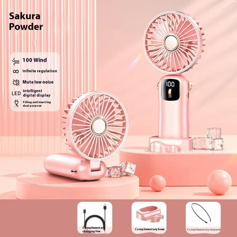 Портативний міні вентилятор Mini fan AND892 з підставкою для телефону та дисплеєм