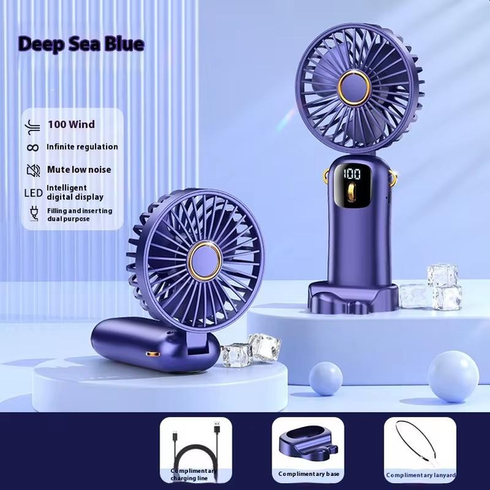 Портативний міні вентилятор Mini fan AND892 з підставкою для телефону та дисплеєм