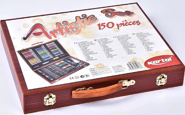 Детский набор для рисования и творчества Kartal на 150 предметов в деревянном чемодане