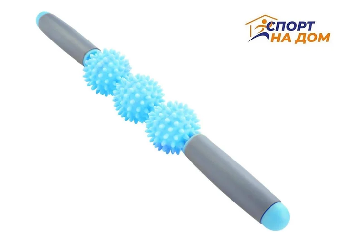 Ролик масажний для йоги масажер для спини валик для фітнесу Massage stick AND 5284 (Кульки 3 шт)