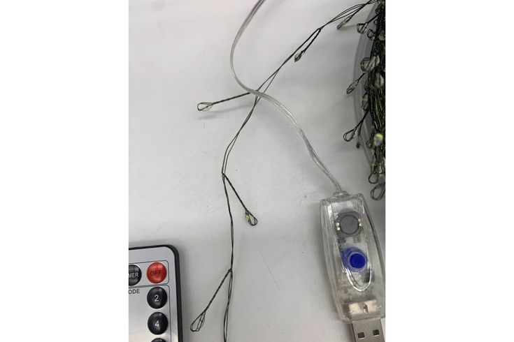 Гірлянда Роса на котушці феєрверк - мішура від USB, 50м, 1500LED + пульт Білий
