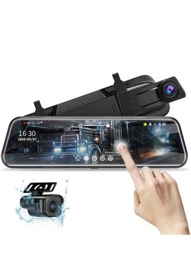 Зеркало видеорегистратор многофункциональный автомобильный видеорегистратор с Full HD 2-мя камерами L1027, 10 дюймов, Черный
