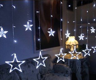 Светодиодная гирлянда штора звездопад 138LED (гирлянда со звездами): длина 2,5м ( белый цвет)