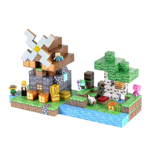 Детский конструктор Minecraft "Мельница с рекой", Магнитный конструктор Майнкрафт, 267 блоков