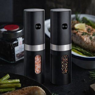 Набор мельниц для специй, перца, соли / Электромельница от USB с подсветкой и  подставкой