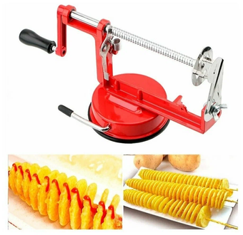 Машинка для резки картофеля спиралью SPIRAL POTATO SLICER аппарат для нарезки картофеля для чипсов , Красный