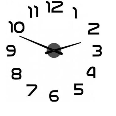 Великий настінний 3-D годинник ZH-002 (120 см), Стальной/Черный