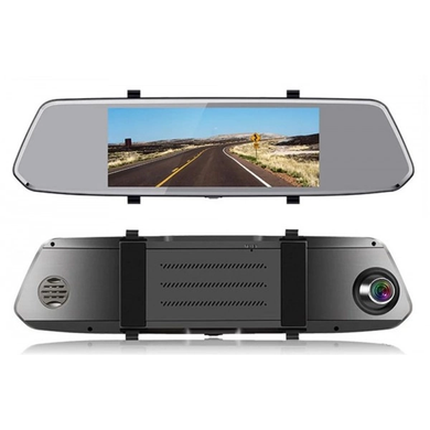 Зеркало видеорегистратор многофункциональный автомобильный видеорегистратор с Full HD 2-мя камерами L1027, 10 дюймов, Черный